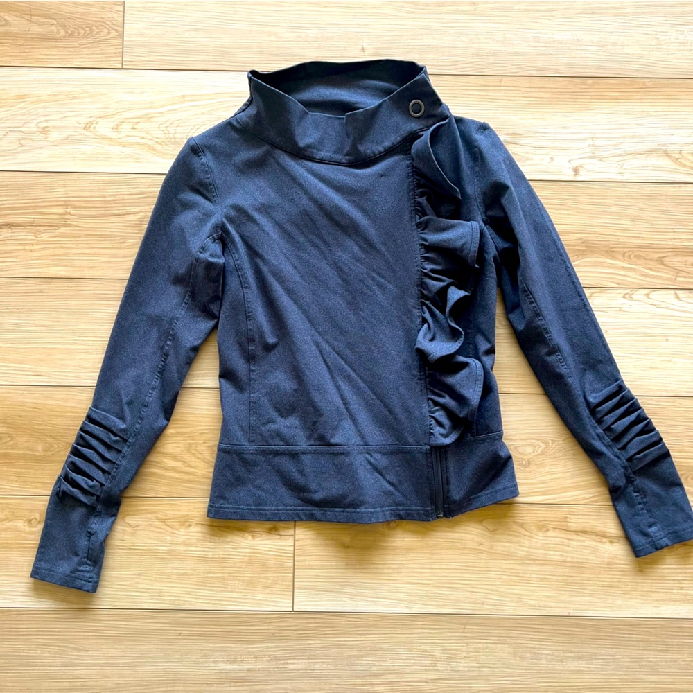 Karma athleisure, offset zipper funnel neck, top/jacket, Size L
